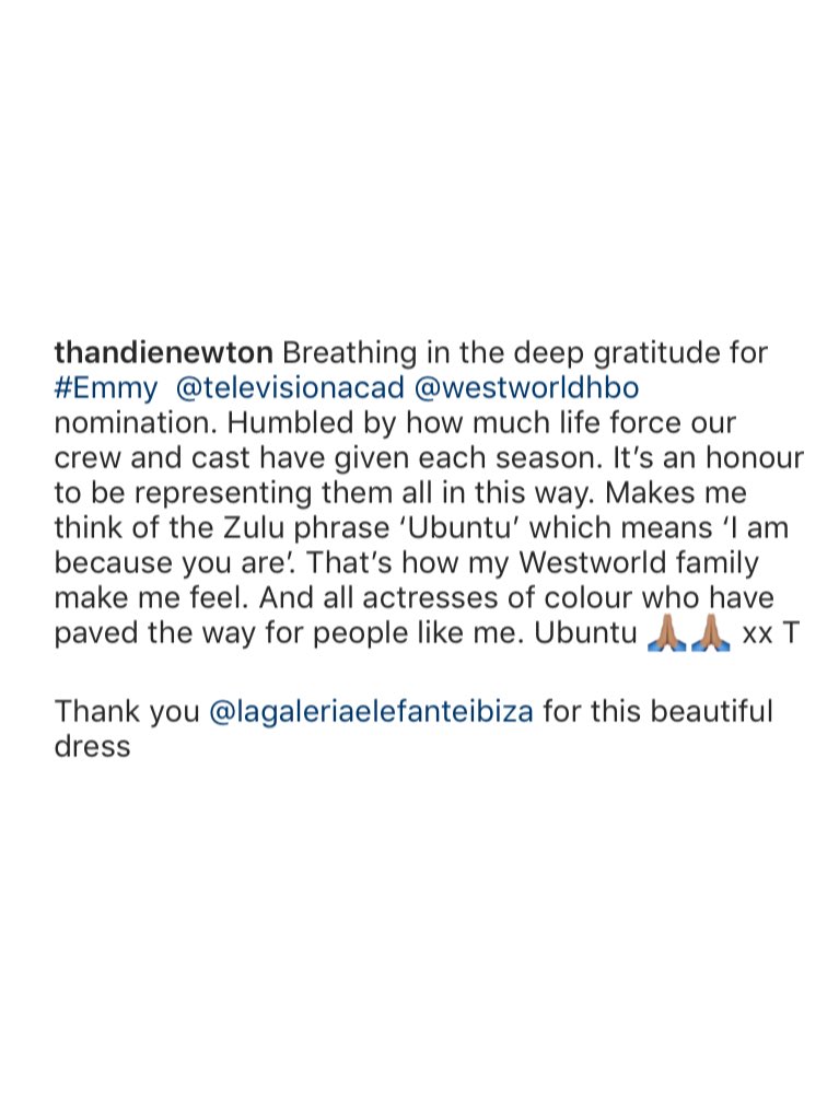 THANDIWEDAILY's tweet photo. Thandie's IG post about the #Emmys nod 💫 https://t.co/4ZuDUWMmDX