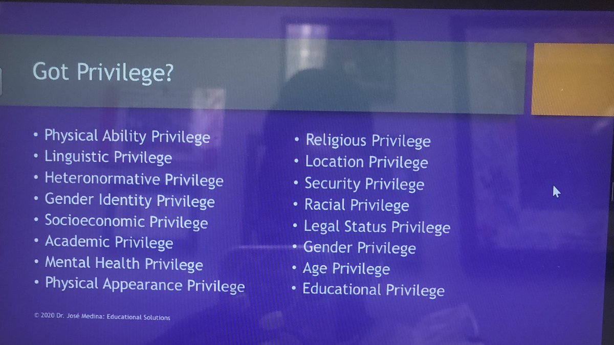LTtheAP's tweet photo. Privilege is NOT just racial. There are places where I definitely have privilege. There are areas that I absolutely don’t. MY job is to leverage my privilege to empower those I encounter. Thank you @JoseMedinaJr89 for your amazing insight and knowledge. https://t.co/B3lLTaw9ok