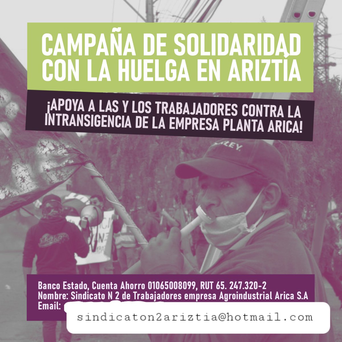 Harry66709967's tweet photo. Huelga N.28 
Sindicato De Trabajadores Ariztia
Arica y Parinacota (Cuarentena)
No tuvimos Quincena 
No tendremos sueldo a fin de mes
Nuestro Empleador no quiere conversar
204 trabajadores en huelga
Pedimos Dignidad y retribución a sus ganancias del Empleador nuestro
Porfa Retweet https://t.co/b0OOhuLBin