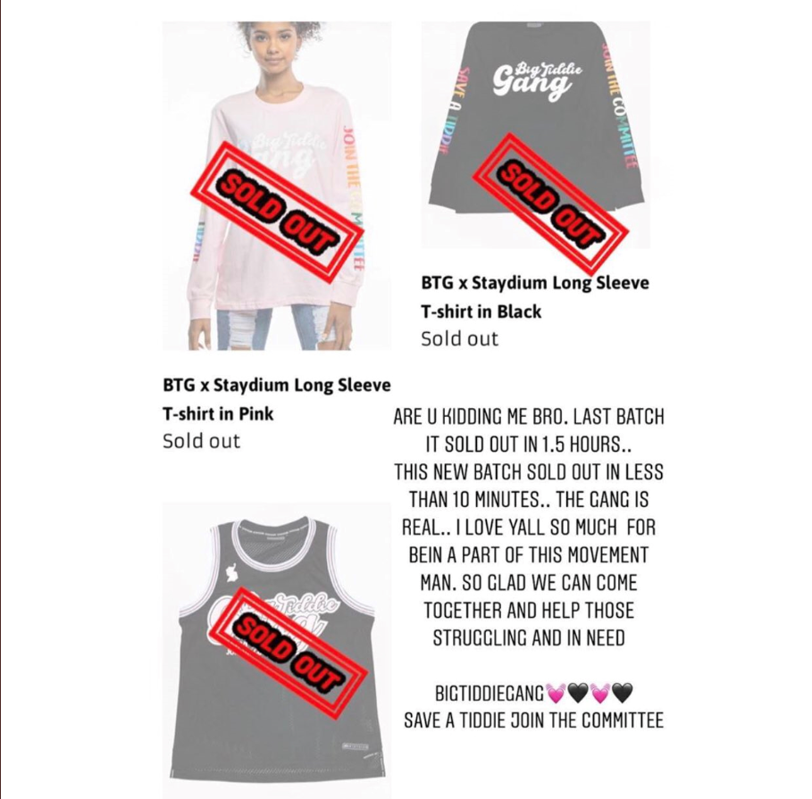 so he was able to donate more than 8K to breast cancer awareness foundations (probably a lot more since the restock already sold out as well)