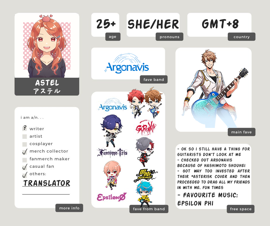 sailstella's tweet photo. 【Introduction】Welcome to Astel's translation parking lot! 【Guidelines】

(My blog's introductory post: https://t.co/QqfDwuOLa1)

✧･ﾟ: *✧･ﾟ:*✧･ﾟ: *✧

ARGONAVIS: #argnvstel 
Hypnosis Mic: #hypstel
Song lyrics: #songstel
Misc: #etcstel
+ #asteltalks #astelstruggles https://t.co/QBqomYD6Yo