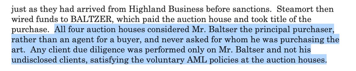 Why did the Sotheby's employee claim her previous statements about the Rotenbergs was a lie? If Sotheby's and Christie's knew Baltser was a front for the Rotenbergs and continued doing business with him after the 2014 sanctions... they would be knowingly violating federal law.