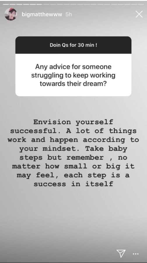 he is also constantly posting about positivity and answering fans giving them strength and optimism