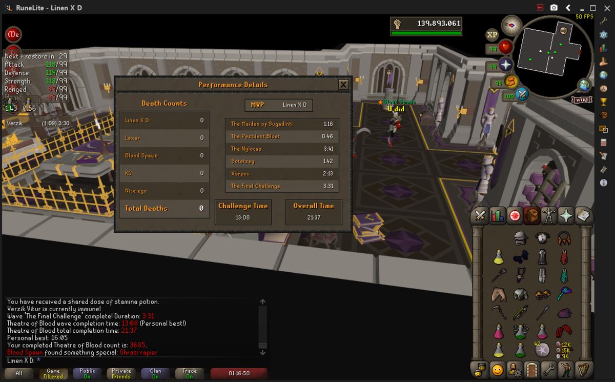 Hero_PvM's tweet photo. Congratulations to Hero PvM's own @LinenCry and Rusty on tying the World Record for 5 man ToB! https://t.co/askyCbH8Q3