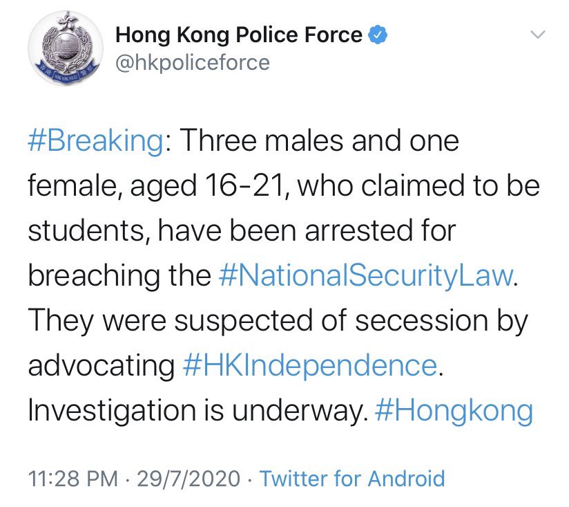 jacklyn_wong_'s tweet photo. Wow
#HongKongpolice said #HKindependence https://t.co/3JId55PHMR