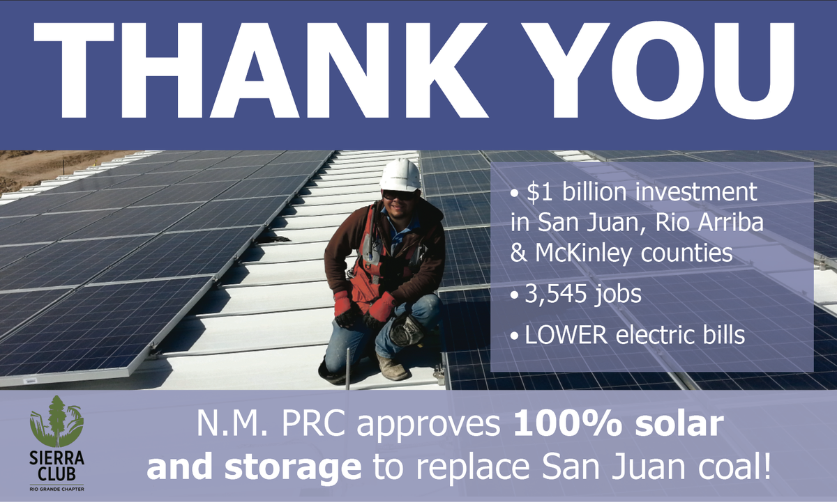 RioGrandeSierra's tweet photo. Huge day for New Mexico and our climate! #NMpol #solarpower #NMPRC https://t.co/JHcx2lQJHu