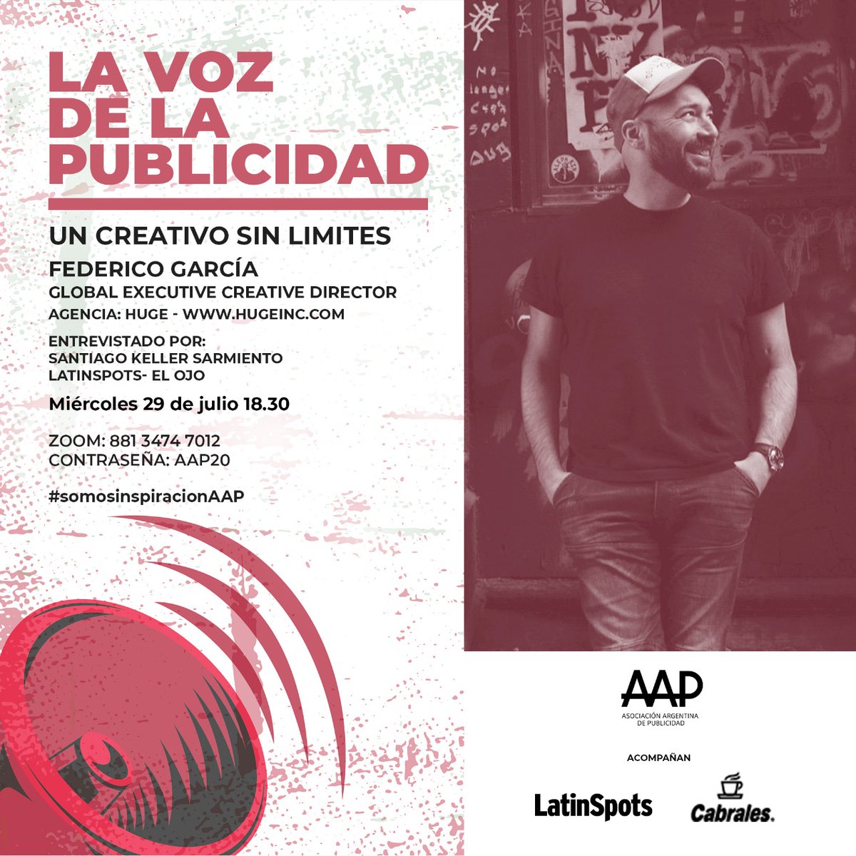 AAP_Info's tweet photo. H0y 18.30 ( en 3 horas) , estaremos charlando con FEDERICO GARCIA desde NYC con Santiago keller Sarmiento. @LatinSpots 
#somosinspiracionAAP
https://t.co/9vBe6mpXUv
ID de reunión: 881 3474 7012
Código de acceso: AAP20 https://t.co/bKXi56NjaV