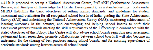 The neologism used by everyone to identify whether this is an old or new NEP draft:) The National Assessment introduced in line with the recommendations of the WB STARS project has a name.  @ShreyaR_C