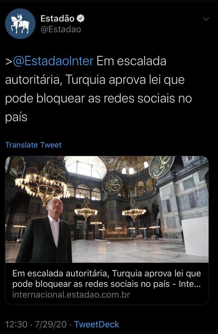 Ué, lá e “escalada autoritária”, mas no Brasil é “combate às Fake News”?