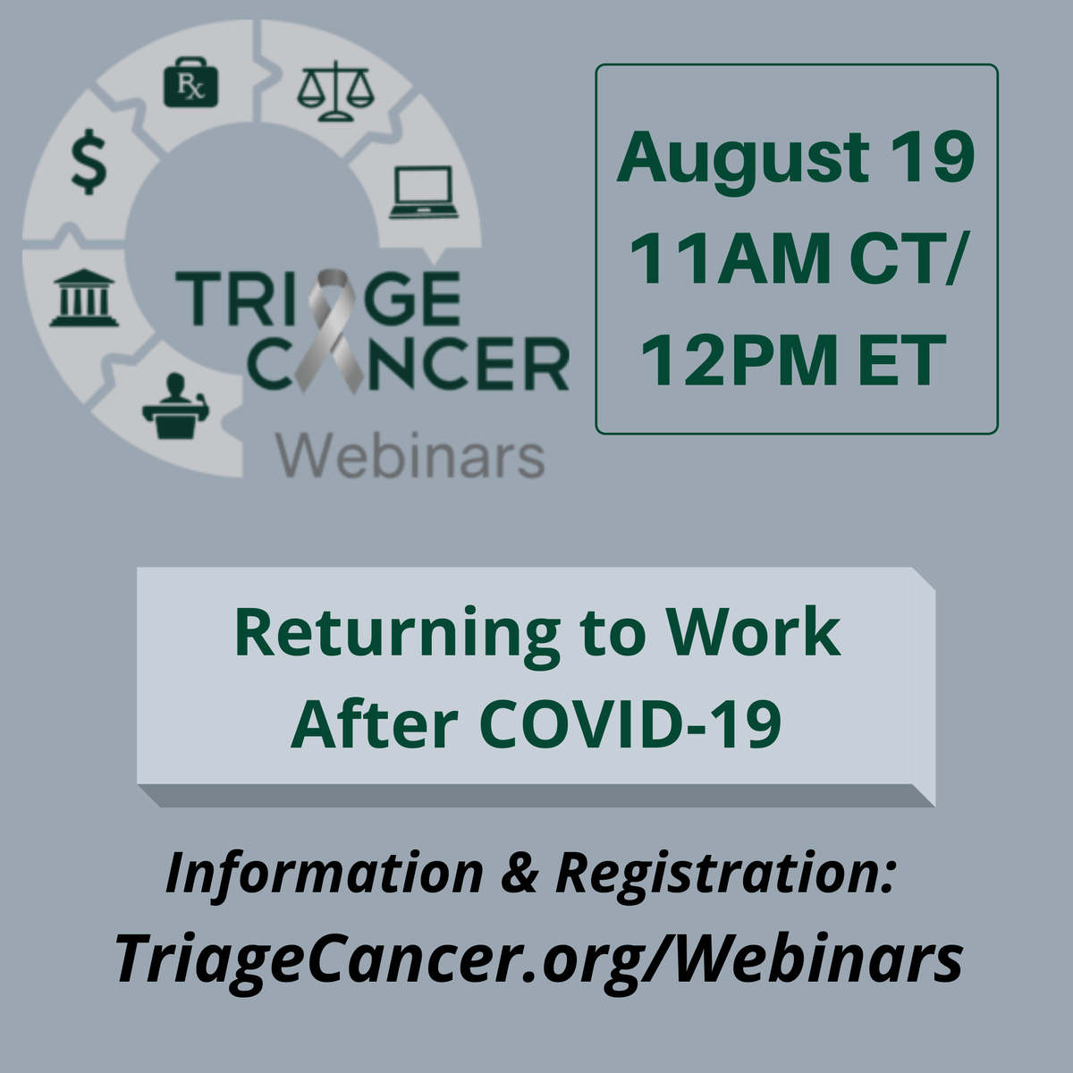 Testicular Cancer (@tcancer) on Twitter photo Join our friends <a href="/TriageCancer/">Triage Cancer</a> for a Free webinar on information about returning to work after COVID-19, health insurance, consumer assistance programs, & more: August 19, 11am CT. Free contact hour/CE available for nurses and social workers who attend. Join our friends <a href="/TriageCancer/">Triage Cancer</a> for a Free webinar on information about returning to work after COVID-19, health insurance, consumer assistance programs, & more: August 19, 11am CT. Free contact hour/CE available for nurses and social workers who attend.