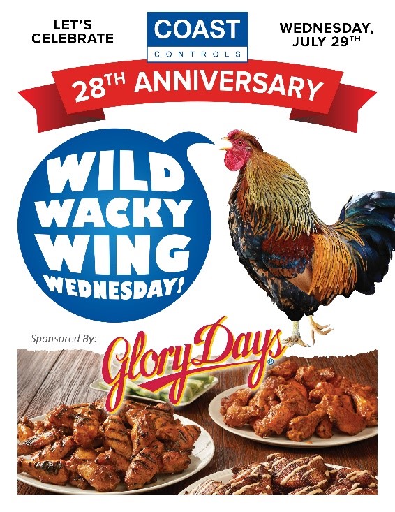 CoastControls's tweet image. Today we are enjoying a celebration luncheon to mark our 28 years of business! Thank you to all our dedicated and hard-working employees; we couldn’t do it without you! #WingWednesday And thank you @GloryDaysGrill!