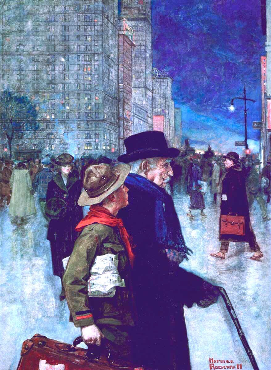 In 1916 he submitted his first cover for the Saturday Evening Post (SEP) (Mother’s Day Off). He did 323 covers over 47 years. A Daily Good Turn (1918) & SEP covers (1916-17)