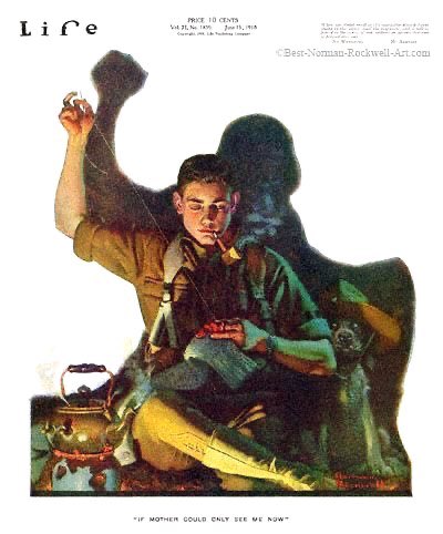 The range of publications that Rockwell worked for was diverse, as was the level of preparation he made. The unfinished ration image shows the latter. Literary Digest (1919), The US Army Teaches a Trade (1919), Norman Rockwell visits a Ration Board (1919) & Popular Science (1920)