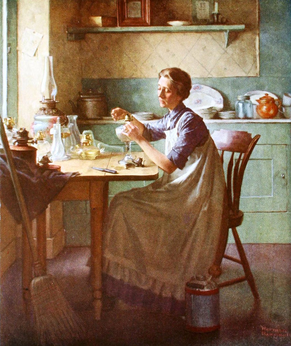 In 1926 he created the first of 51 paintings for the Boy Scouts of America annual calendars. Woman Working on a Lamp (1926), First in His Class (1926), Santa Claus (1927) & Hayseed Critic (1928)