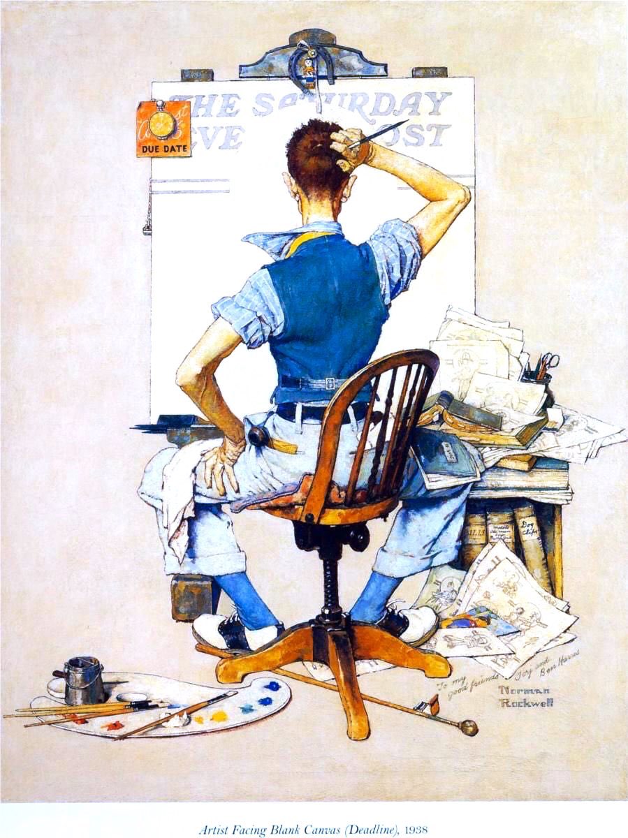 The artist worked from local models & photographs but despite this the irrepressibility of his character shines out. Out Fishing (1935), Ticket Seller (1937), Blank Canvas (1938) & He’s going to be taller than Dad (1939)