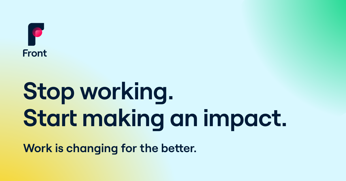 davidstinnette's tweet photo. Today we updated our visual identity to highlight the impact teams have when they connect with their customers using @FrontApp. It was a collab with our internal team + @instrument and I couldn't be prouder of where we landed. Check it out: https://t.co/H6u2fThLR9 https://t.co/SZRBS7pScJ