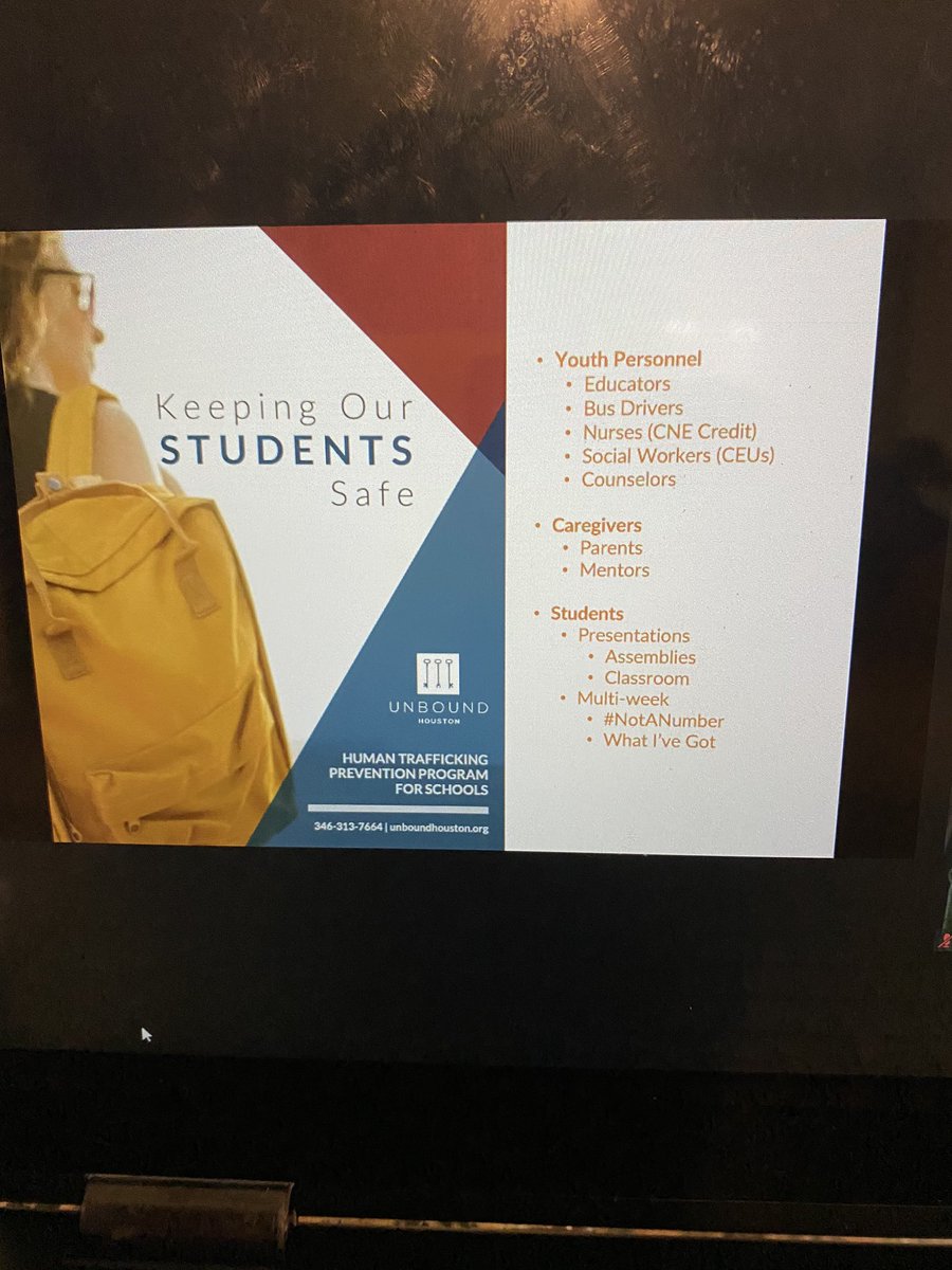 Thank you <a href="/UnboundHouston/">Unbound Houston</a> for today’s very informative presentation on Human Trafficking Prevention Programs for Schools #HCDEImpact