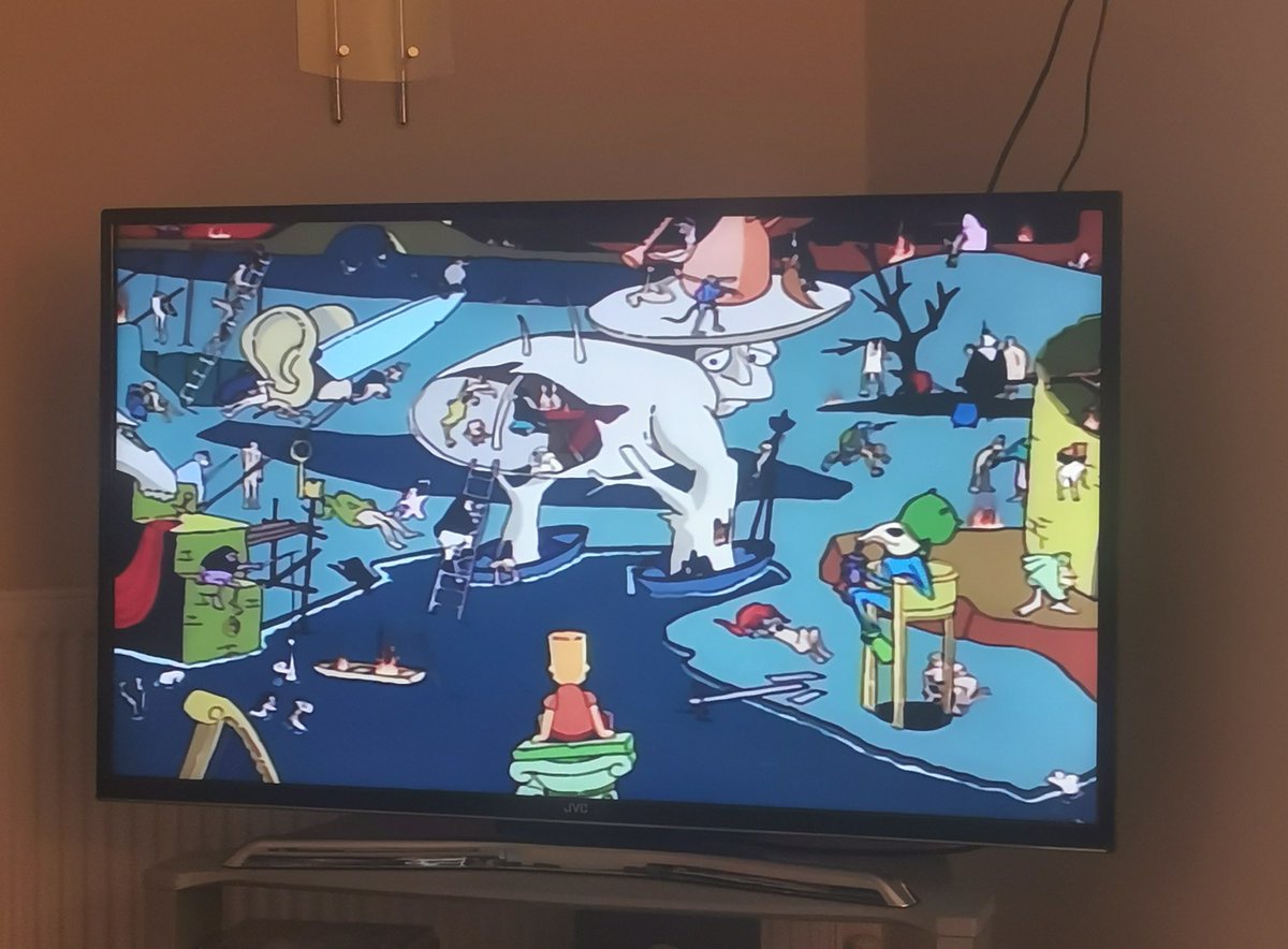Oh my god Barts in Hieronymus Bosch simpsons hell I love it!