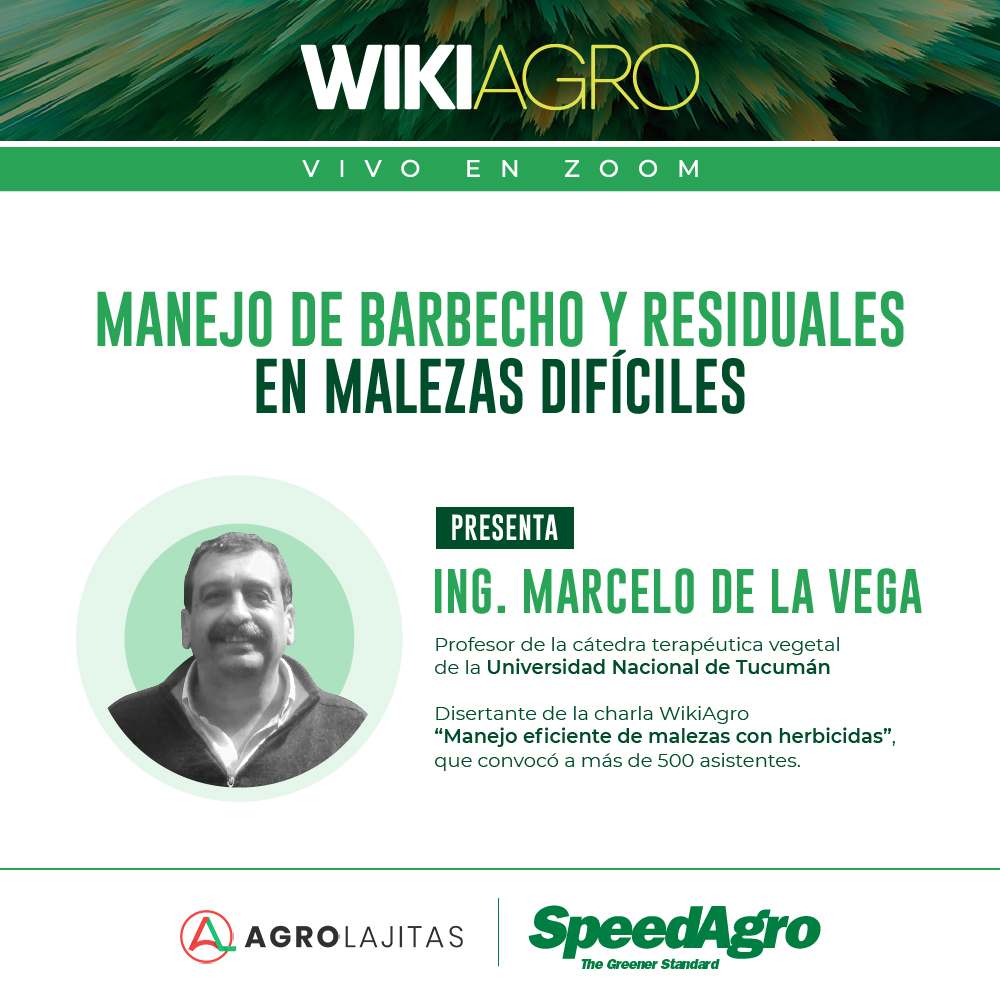speedagro's tweet photo. Nueva charla #WikiAgro, ¡agendá! 👇

📢 Charla online: Manejo de barbecho y residuales en malezas difíciles
👥 Presenta: Ing. @MarcelodelaVega 
📆 Miércoles 5 de Agosto.
⏰ 18:00 hs.
👥Organiza: SpeedAgro + @LajitasSa 

Registrate acá: https://t.co/6aC2a7WQLP https://t.co/SYhmYDRcKn