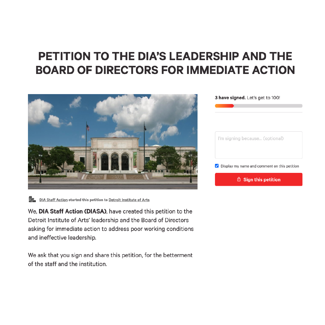 #Announcement Sign our petition for the betterment of the DIA and its staff!

change.org/p/detroit-inst…

#MuseumsAreNotNeutral #DecolonizeDIA
