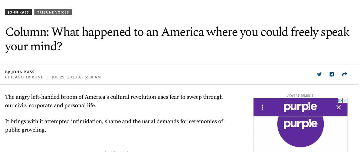 TLDR: Freedom of speech means you can make whatever political commentary you want. It doesn't mean that if you run a column essentially arguing cities are a mess because a Jewish billionaire is buying elections for soft-on-crime Black prosecutors, there won't be consequences.