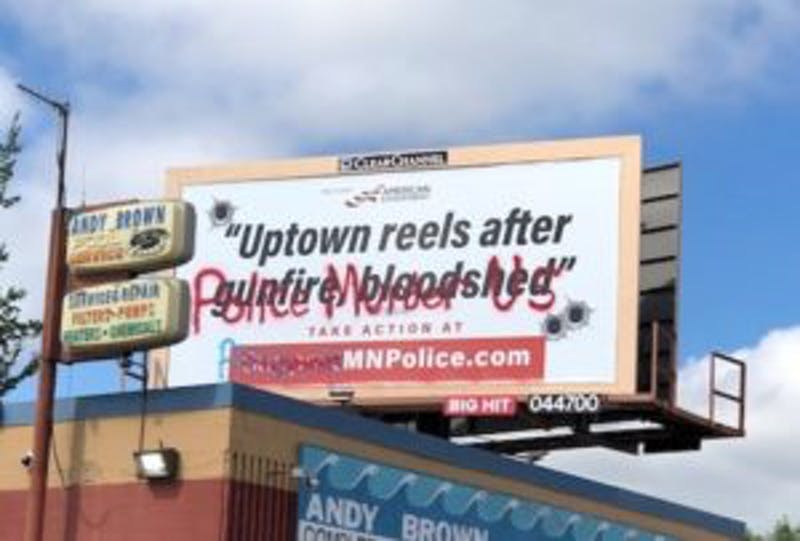 citypages's tweet image. Pro-police billboards tagged by 'evil' 'leftist thugs' citypages.com/news/pro-polic…