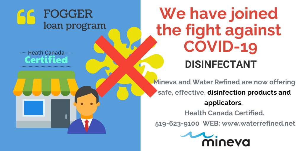 minevawater's tweet photo. We at mineva have been busy over the last four months.  We are now offering products for disinfecting places you live, work and play. https://t.co/Wjc8ZCIxBT