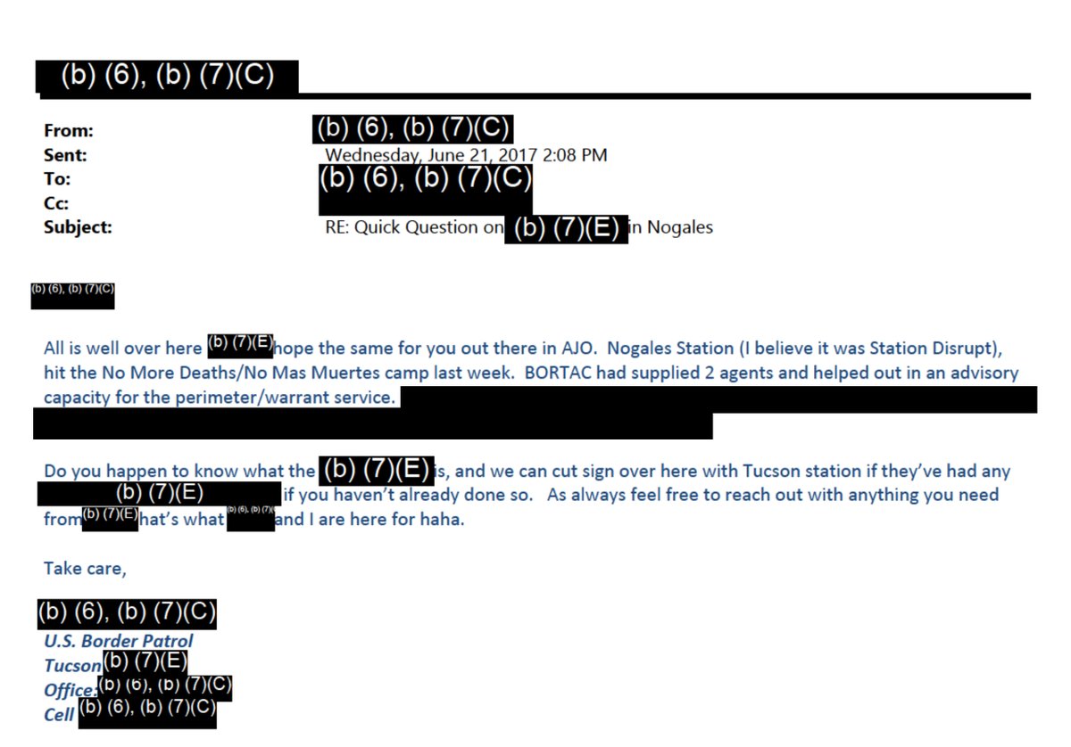 No More Deaths No Mas Muertes New Documents Obtained By Foia Request Indicate The Us Border Patrol Union A Pro Trump Anti Immigrant Extremist Organization Provoked The Agency To Raid Our Humanitarian Aid