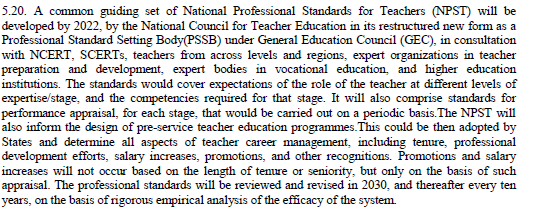 Professional Standards for teachers. Doesn't say what the criteria would be though.