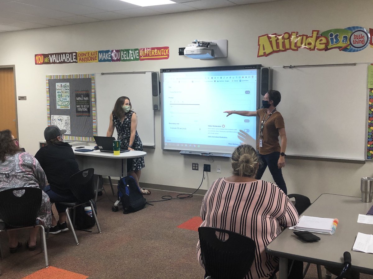 TeachFromHere's tweet photo. The amazing ⁦@SloopHaley⁩ and ⁦@rennickteach⁩ are showing off ⁦@Seesaw⁩ to the coolest #mdpurpose special ed teachers! https://t.co/GsbLPVaITP
