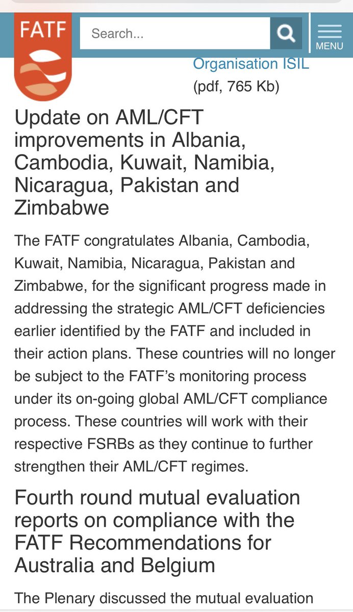 HummaSaif's tweet photo. FATF congratulates Pakistan for significant progress made in addressing the strategic AML/CFT deficiencies earlier identified by FATF and included in their action plans and will no longer be subject to the FATF’s monitoring process:Feb 2015 #Feb2015
https://t.co/O9iVJYVSiI https://t.co/wPZSXzjcBF