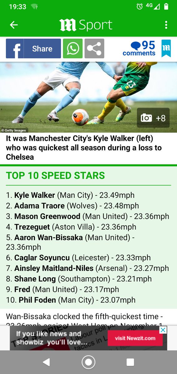 Would never have guessed Trezeguet would be up there for speed #avfc