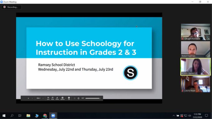 MsKLarkin's tweet photo. Thank you to the Ramsey tech leaders, @robert_kalman, and @gregkulowiec for leading the Ramsey Summer Tech PD sessions. Over the past two weeks, I've gained such valuable knowledge and new ideas that I look forward to implementing during the upcoming school year! #RSDSummerPD https://t.co/Xjex6Gycd4