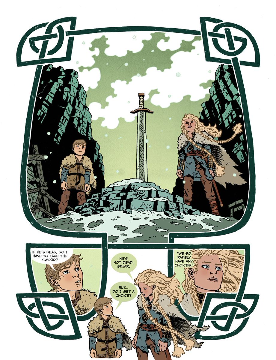 In ETERNAL, I used decorative panels to convey how much better the world is when Vif is with her son. The world is much more bland after her son is killed.