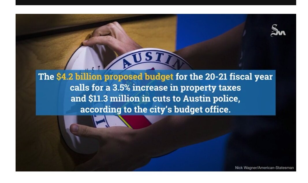 1.  @austintexasgov Proposed Budget calls for a 3.5% increase in property taxes, but over $11 million dollars in cuts to  #Austin Police. From  @AutulloAAS, Statesman