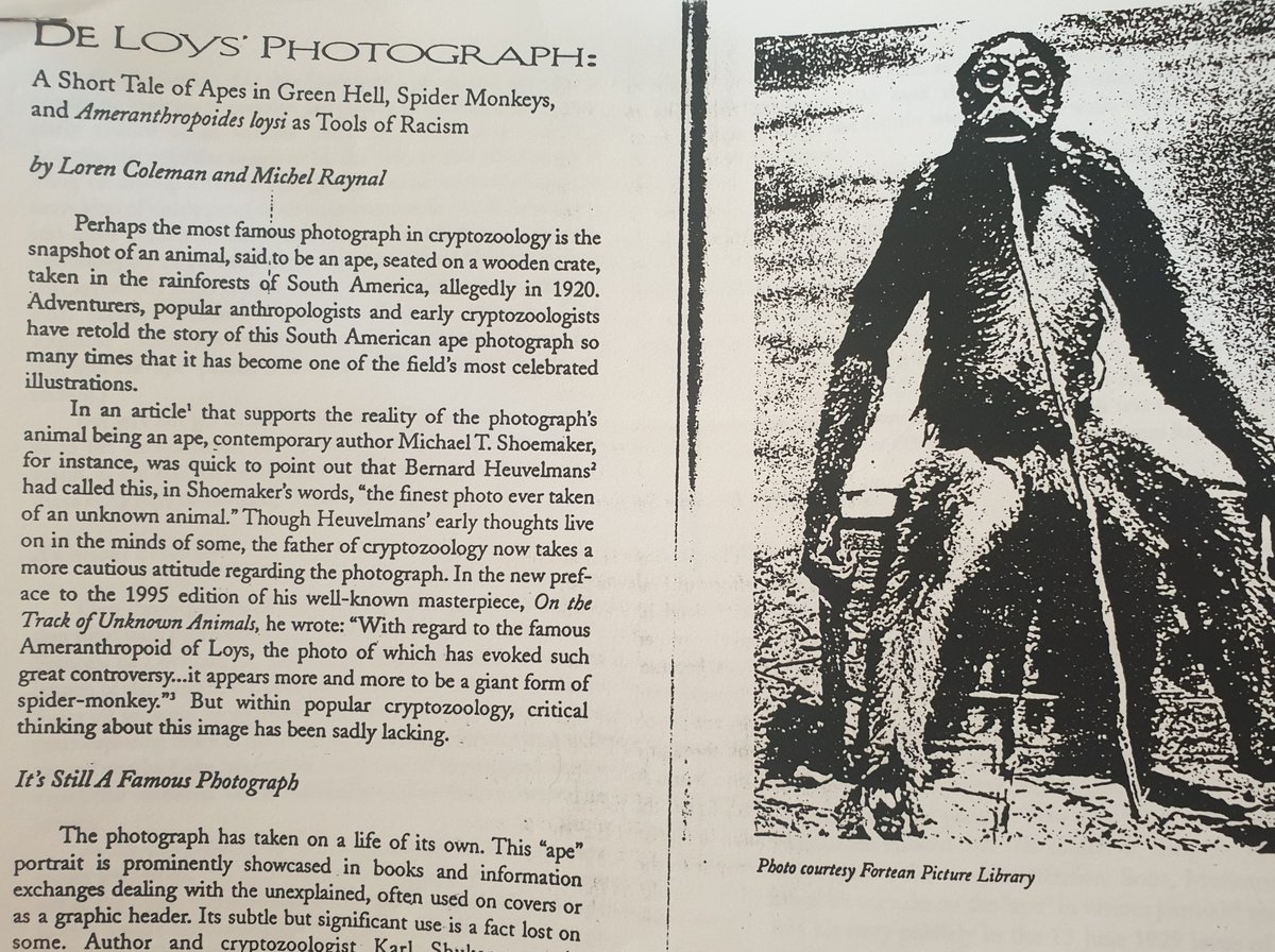 It is important to point out, however, that the none of the cryptozoological writers who thought the ameranthropoid a new species did so with racist bias in mind, and in fact were mostly unaware of Montandon’s motivations until Coleman and Raynal drew attention to it in 1996.