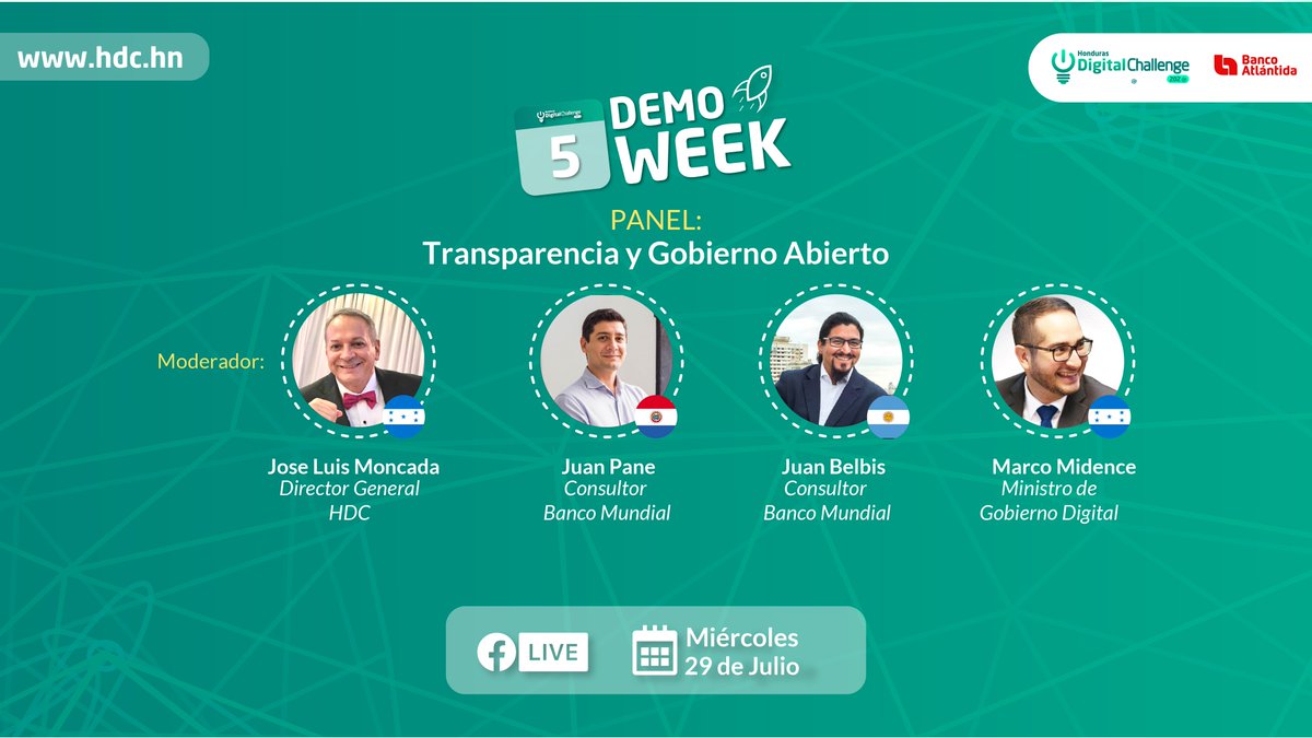 HD_Challenge's tweet photo. ¡DÍA 2!🚀

Hoy hablaremos con expertos de #Transparencia y #GobiernoAbierto🤓

También, conocerémos las ideas y propuestas tecnológicas de nuestros equipos de la categoría de Pista de Idea.💡

¡No se lo pierdan! Nos vemos a las 6:00pm 😎

#DemoWeekHDC #HDC2020 #StartUpChallenge https://t.co/MjSET3Gh6l