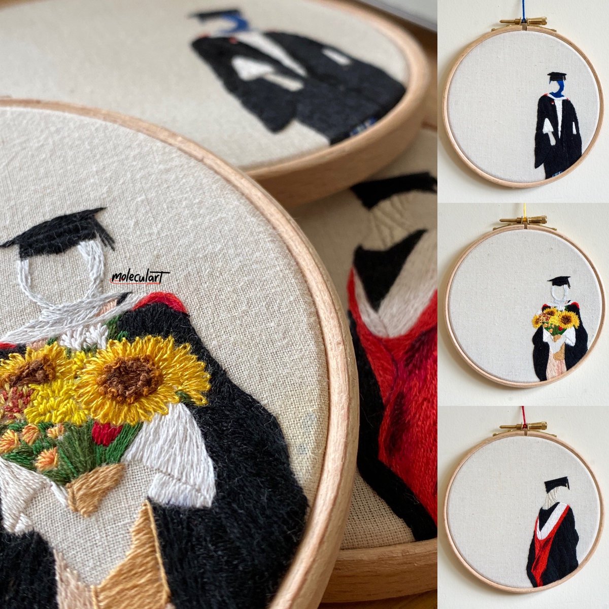 croissantem's tweet photo. painting but make it threads🧵

embroidered my two friends graduation pictures (as well as my own) and am absolutely in love with the result https://t.co/X97uMjqx3i