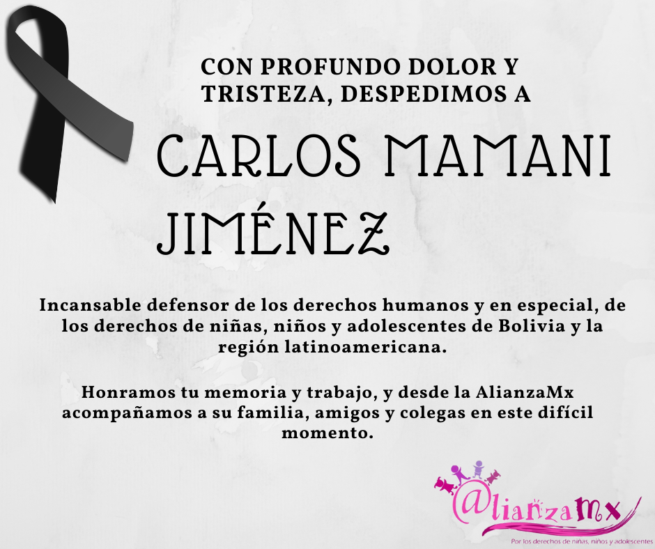 Profunda tristeza nos invade la partida del gran compañero y defensor Carlos Mamani.
Seguiremos tu camino y ejemplo en la defensa de los derechos de NNA en la región latinoamericana.
#ECOJóvenesBolivia <a href="/JuliaSVelasco/">Julia Velasco</a> <a href="/tejiendoredesi/">Tejiendo Redes Infancia</a> #RedesInfancia