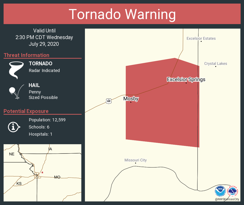 Nws Kansas City Tornado Warning Including Excelsior Springs Mo Mosby Mo Prathersville Mo Until 2 30 Pm Cdt