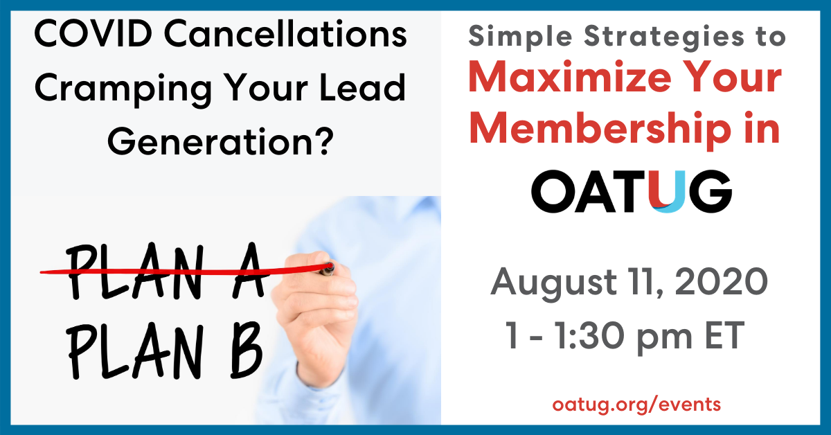 OATUG1's tweet image. If you serve #Oracle customers, chances are you&apos;ve taken a hit from the cancellation of #OracleOpenWorld, COLLABORATE, #OracleMBX and more. We can help! Join us 8/11 at 1 pm ET. A must for members, and others welcome, too. Register: ow.ly/81VE50ALftV