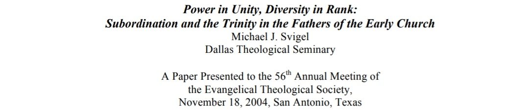 In a paper published in 2004 on 1st and 2nd century Triadology, Michael Swigel concludes that the overwhelming tradition is in fact ONTOLOGICAL EQUALITY and FUNCTIONAL SUBORDINATION, confirming continuity with Nicene Trinitarian theology: