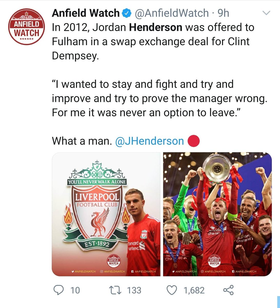 Henderson on being traded off "I went to my room, shed few tears & ended up crying because it hurt so much. I spoke to my agent & told him I don’t want to go. I want to stay, fight, improve & try to prove manager wrong.” Same manager made him the captain. Talk about character, eh