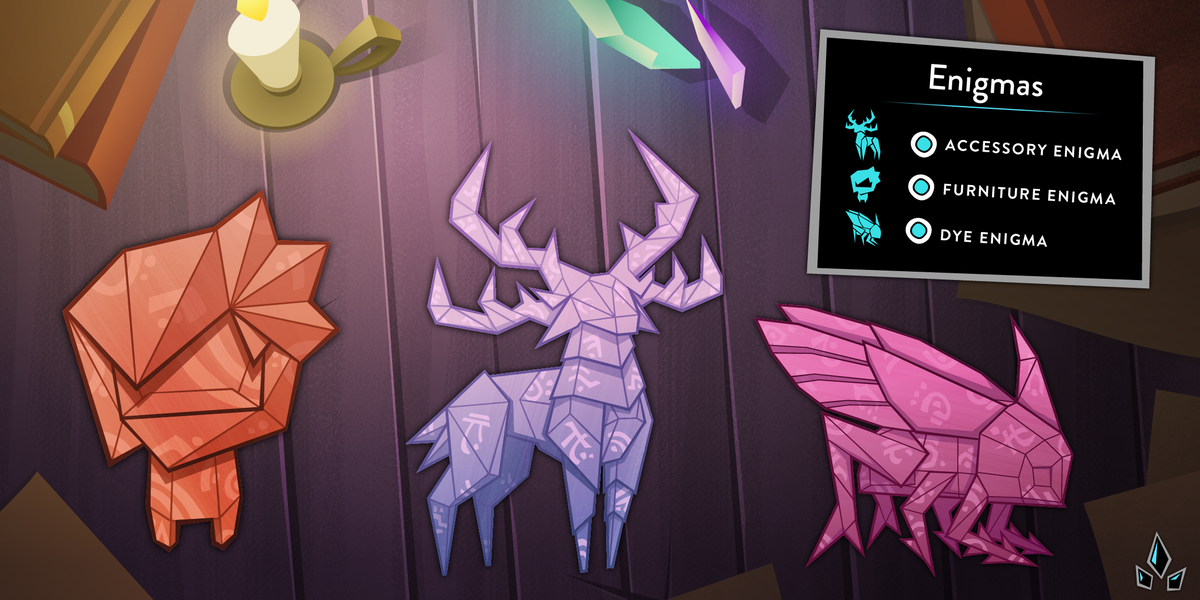 playferal's tweet photo. Deliver Enigmas to Shopkeepers in Feral to unlock special items like accessories, furniture, and dyes! You can discover Enigmas in the Season Pass, or alchemize them by combining 3 Sketches you've collected!
How many have you been able to find?

#PlayFeral #FeralEarlyAccess https://t.co/Sw2Wt0RgSe