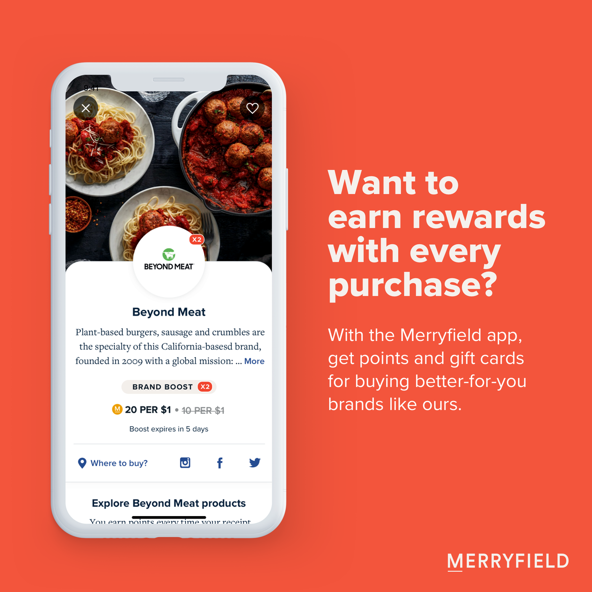 BeyondMeat's tweet photo. You can now be rewarded to Eat What You Love! We’ve teamed up with better-for-you brands to join @merryfieldxo, a new app that rewards you for buying clean label products.

Learn how it works here: https://t.co/DpdA6ej8SB https://t.co/3pZRD6rqeq