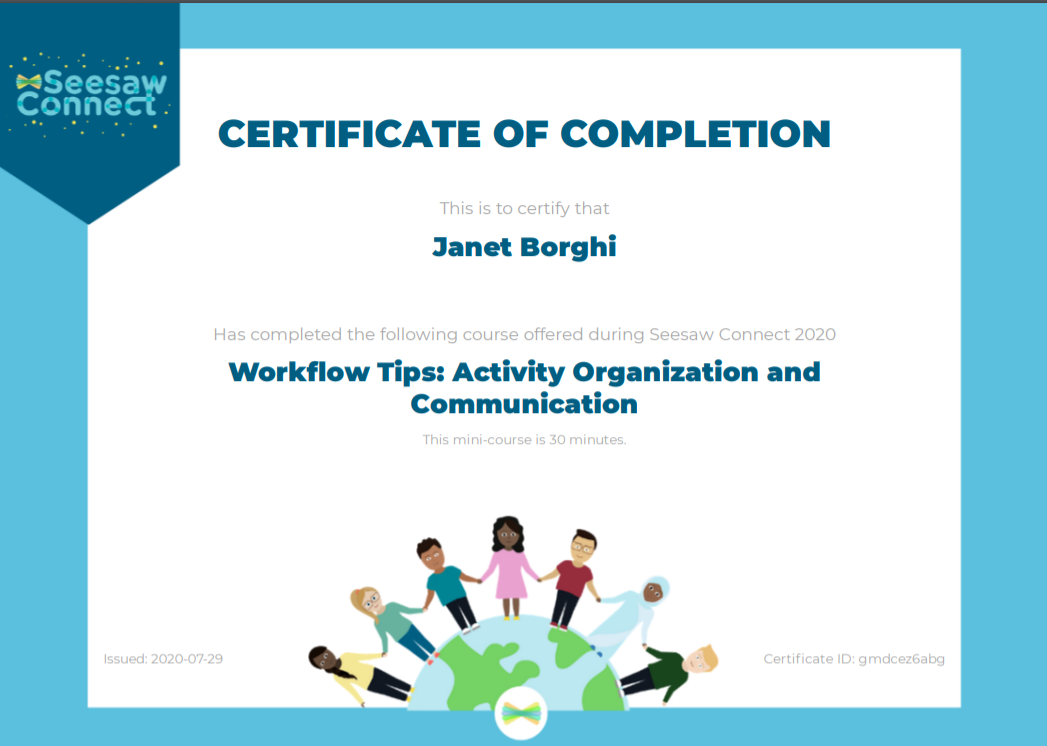 janet_borghi's tweet photo. I'm receiving some very helpful workflow tips from the SeeSaw Community Learning Hub 2020.  Thank you @Seesaw https://t.co/zBtNNIshRC