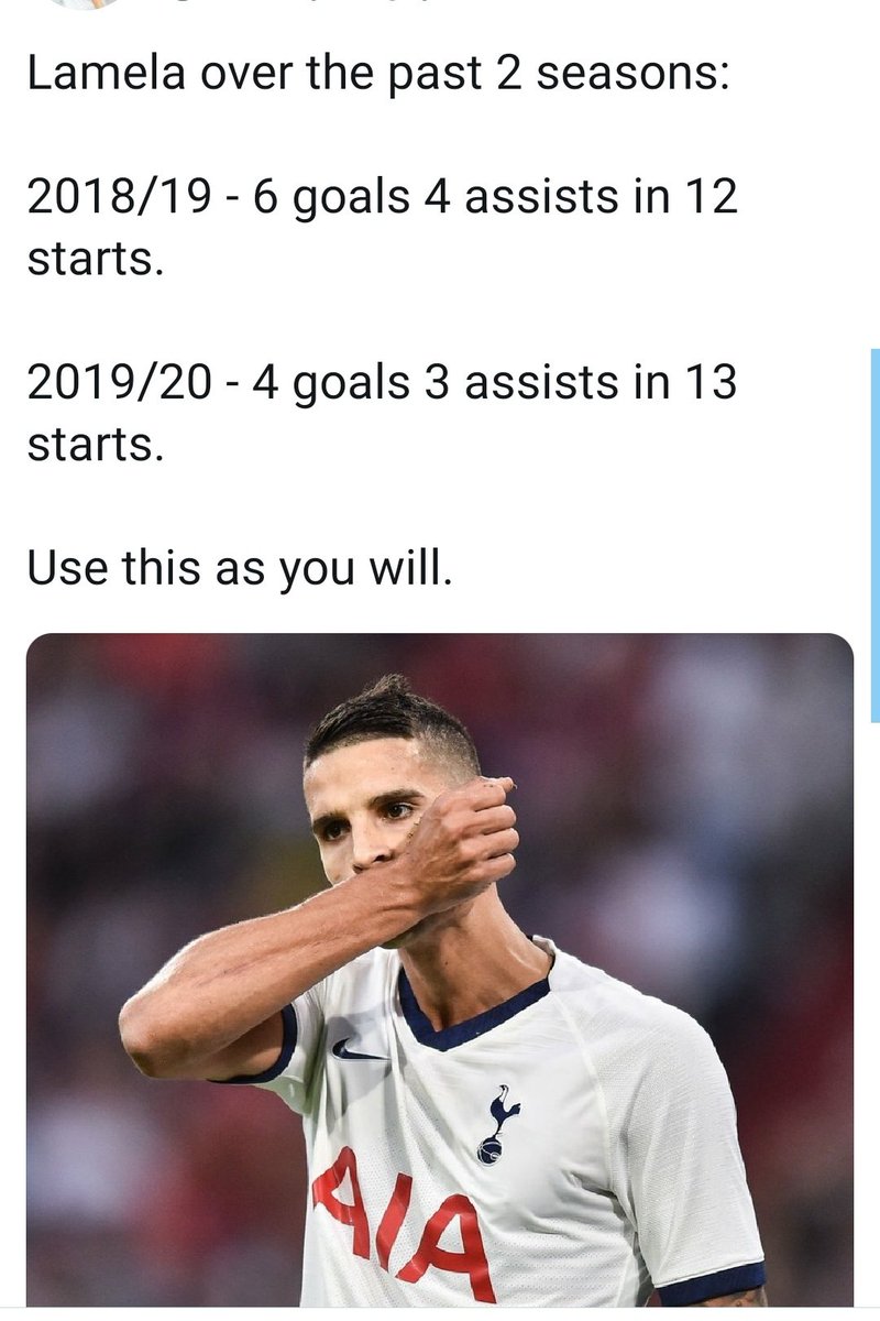 Market Value + Resale.As shown through this thread. Both players have a similar impact.Why would you sell someone with a lower market value who can do a service as well, if not better?Dele would fetch 50m, Whilst Lamela only 15-20m. Both have a similar impact.Think!EOT.