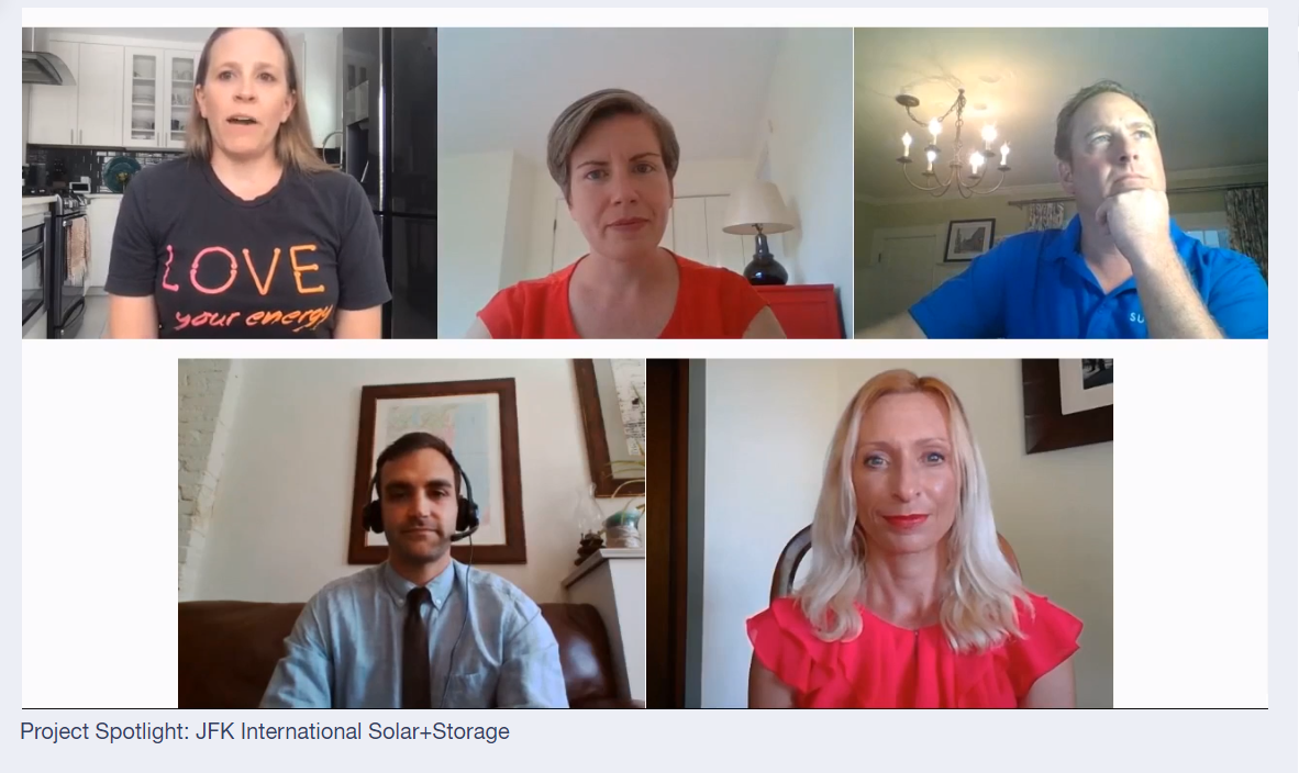 zpryme_research's tweet photo. Our final #ssf20 panel is a project spotlight on JFK International's solar and storage with @ErinAutin, @bluewavesolar Managing Director @betsyglynn, @NYPAenergy Senior Analyst Benjamin Cuozzo, @PANYNJ Director Christine Weydig and @SunPower Senior Account Executive @AlexSarly https://t.co/2WnTiRpKld