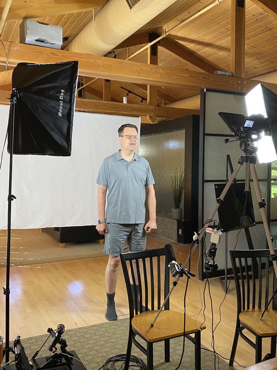 ACTSWorldCampus's tweet photo. When your talent is on the tall side, your camera setup needs some outside-the-box adaptations! Summer filming is in full swing, and today, theological giant Dr. Brian Cooper is sharing what theology is and why it matters! 
•
powered by @mbseminary https://t.co/TTzHfXetsI