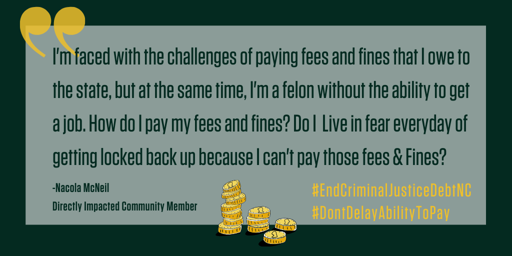 People shouldn’t live in fear of losing their freedom because the fines &amp; fees deck is stacked against them. #Don’tDelayAbilityToPay @JusticeCBeasley, Nicola’s story is another example of why the Ability to Pay rule is critically important. youtu.be/JuZGIGa-ZIk